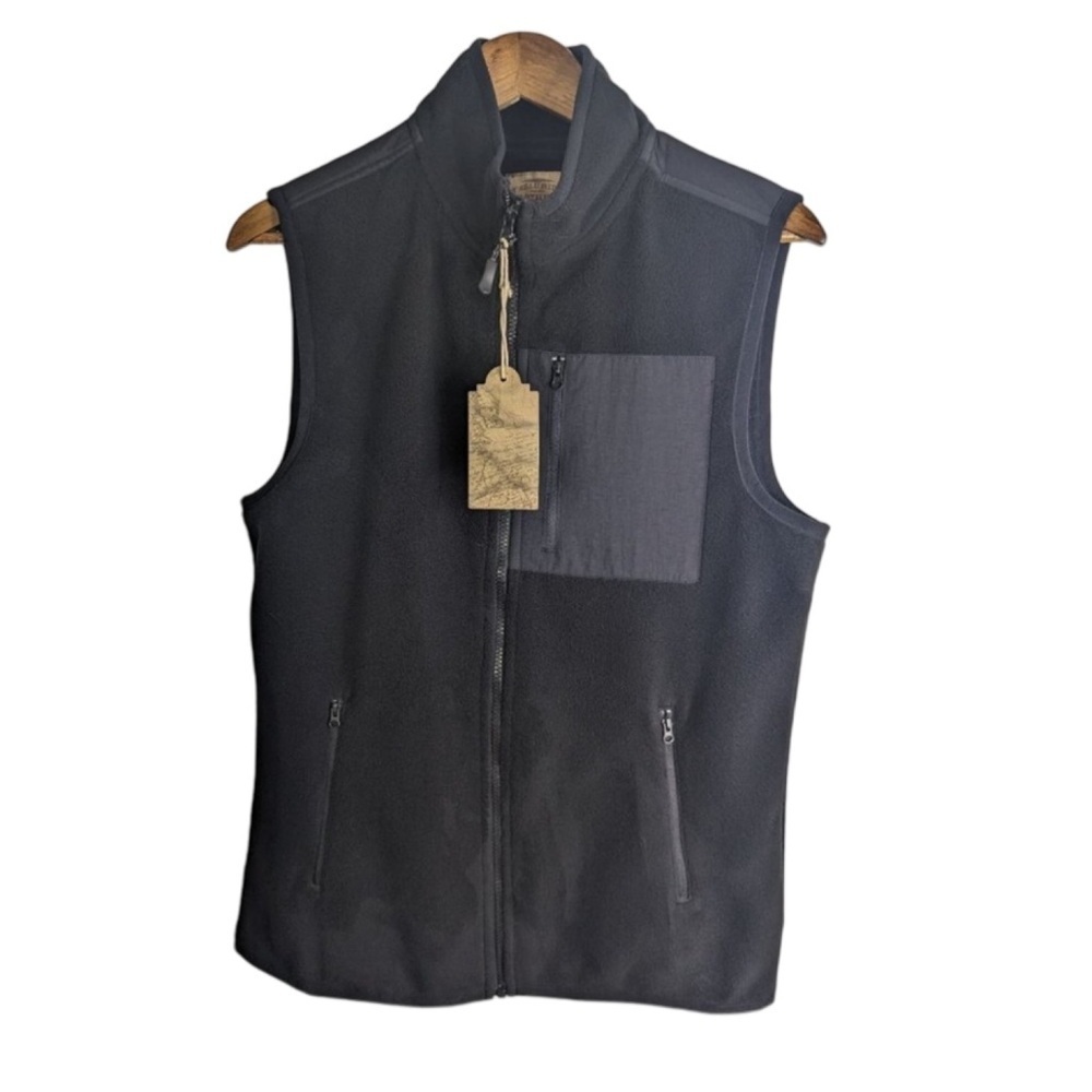 Telluride Clothing Company Mens Black Fleece Full Zip Vest Pockets NWT Size M